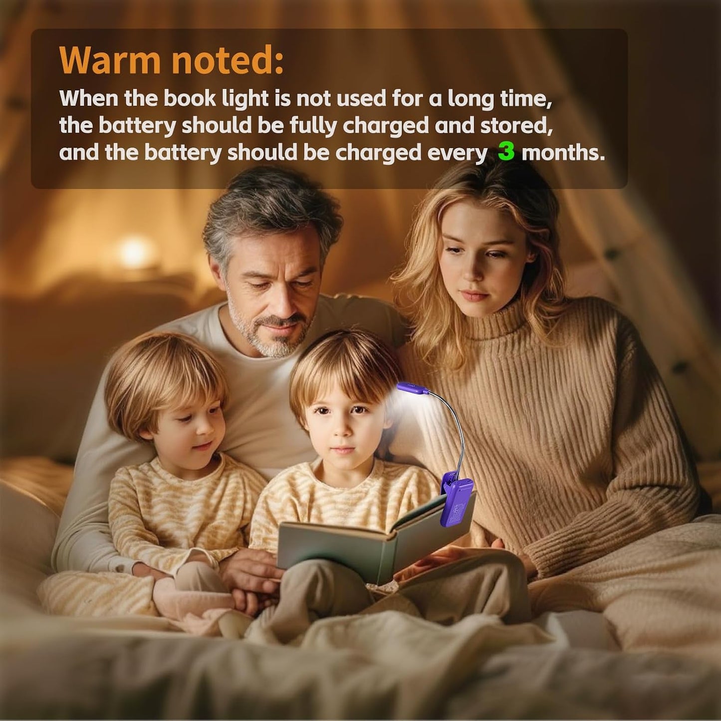 VAVOFO Rechargeable Book Light for Reading in Bed Kids, 7 LED Reading Light with 9-Level Warm Cool White Daylight, Eye Care Lamp with Power Indicator for Bookworms (Yellow)