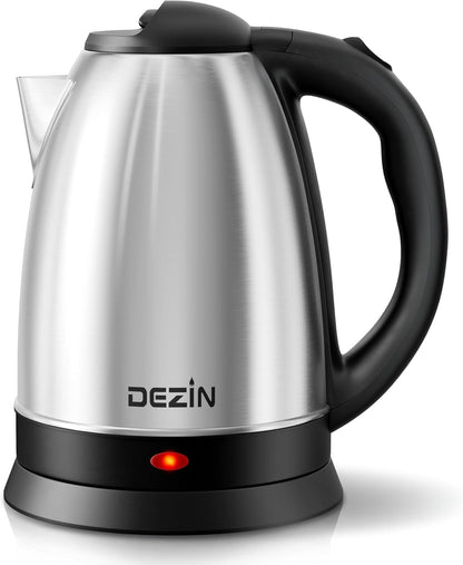 DEZIN 2L Electric Kettle, Fast Boil Electric Tea Kettle, 1000W Water Boiler | BPA-Free Electric Water Kettle Stainless Steel, Auto Shut-Off & Boil-Dry Protection, Ideal for Boiling Water, Coffee, Tea