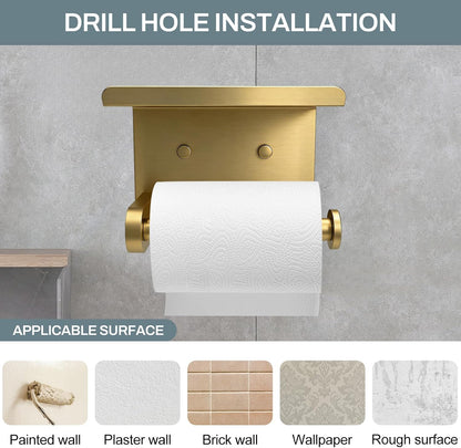 SetSail Toilet Paper Holder with Shelf Adhesive or Screw-in Matte Black | Adhesive or Screw-in,Waterproof and Rustproof Stainless Steel,Wall Mount Design,for Bathroom Hardware Accessories