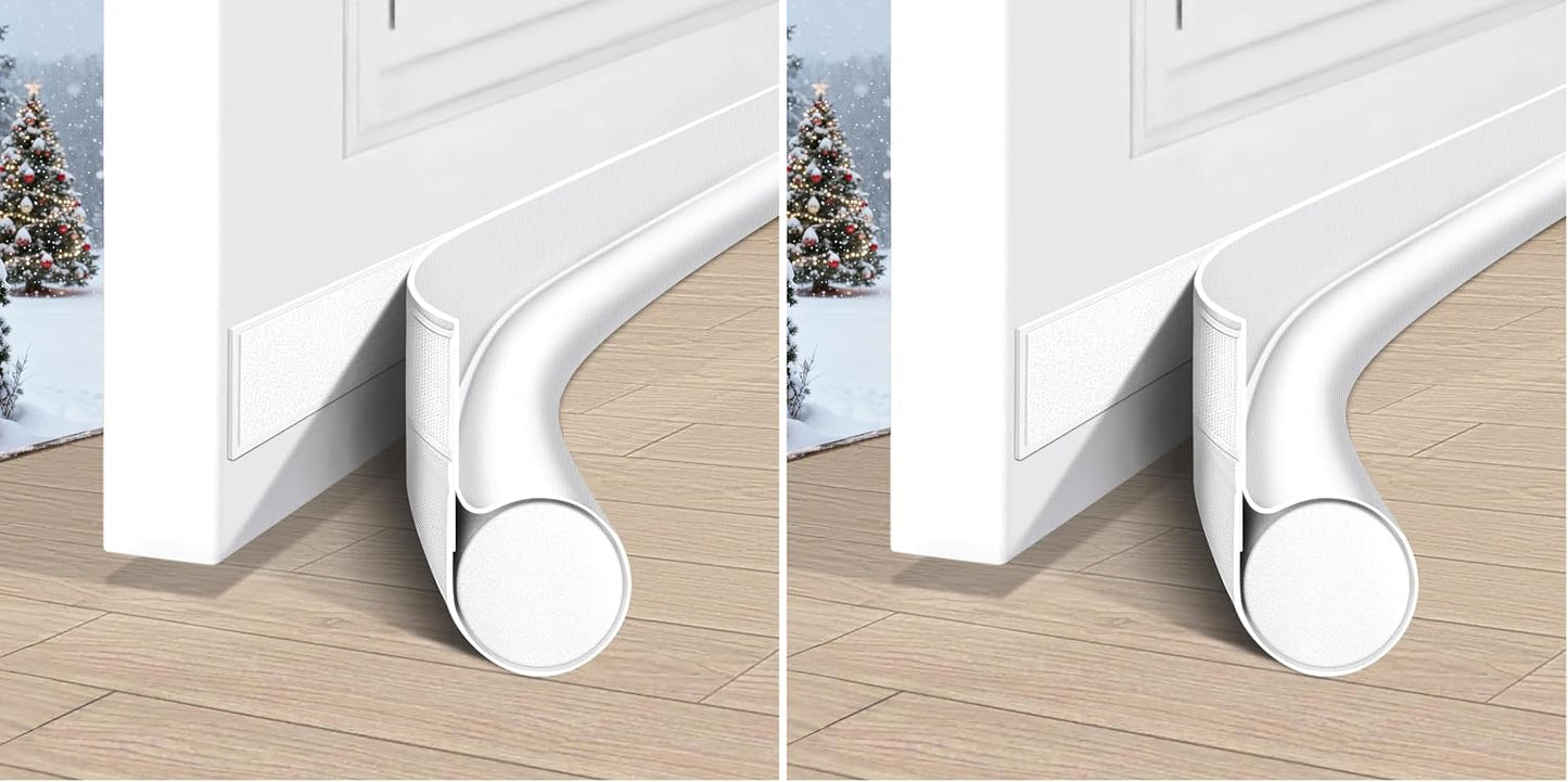 HomeProtect Door Draft Stopper Weather Stripping Door Seal Under Door Sweep Block Cold Air Gaps Front Soundproof Draft Blocker for Bottom of Door Suitable for Interior/Exterior,White