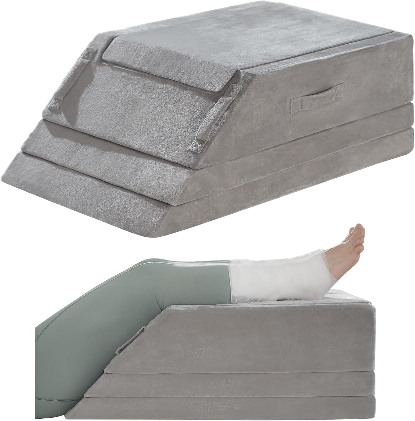 Wedge Pillow for Sleeping, Bed Wedge Pillow for After Surgery 3-Height Memory Foam Leg Elevation Pillow for Swelling Back Pain Relief Sciatica Knee Ankle Pain Bed Support Legs L 24"