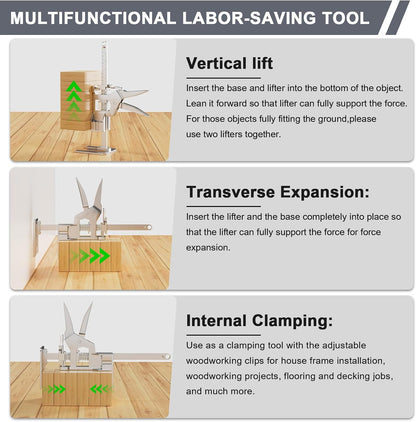 Labor Saving Arm Jack 2 Pack, Load-Bearing 440 lb Multi-Function Height Adjustment Lifting Device, Hand Furniture Lifter Tool, Furniture Jack for Lifting Door Furniture, Wall Tile Positioning