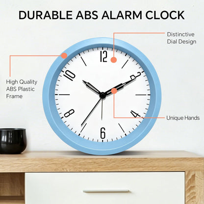 Silent Analog Loud Alarm Clock for Bedrooms, 4.5" Battery Operated Alarm Clock with Modern Round Design, Plastic Small Desk Clock for Heavy Sleepers Adults Teens Seniors College Dorms, Green