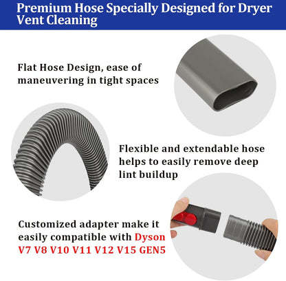 Dryer Vent Lint Vacuum Atttachments and Crevice Tool for Dyson | Gen 5 V15 V15s V12 V11 V10 V9 V8 V7 Detect Outsize Slim Absolute Cyclone Vacuum Dryer Lint Flexible Remove Tool Cleaner Kit