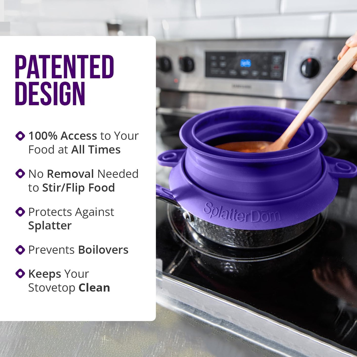 L.I.Q. Silicone Splatter Guard, Durable SplatterDom, Blue Steel, Large | 10 and 12 Inch Pots, 10'' Lid, Food and Oil Splash Guard for Cooking, Easy to Clean and Store, BPA-Free, Microwave Safe