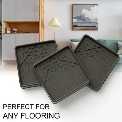 Furniture Coasters 4 Pcs 4” Furniture Caster Cups - Non Slip Furniture Pads Hardwoods Floors - Non Skid Grippers Rubber Furniture Feet Anti Slide Floor Protector for Bed Couch Stoppers Black