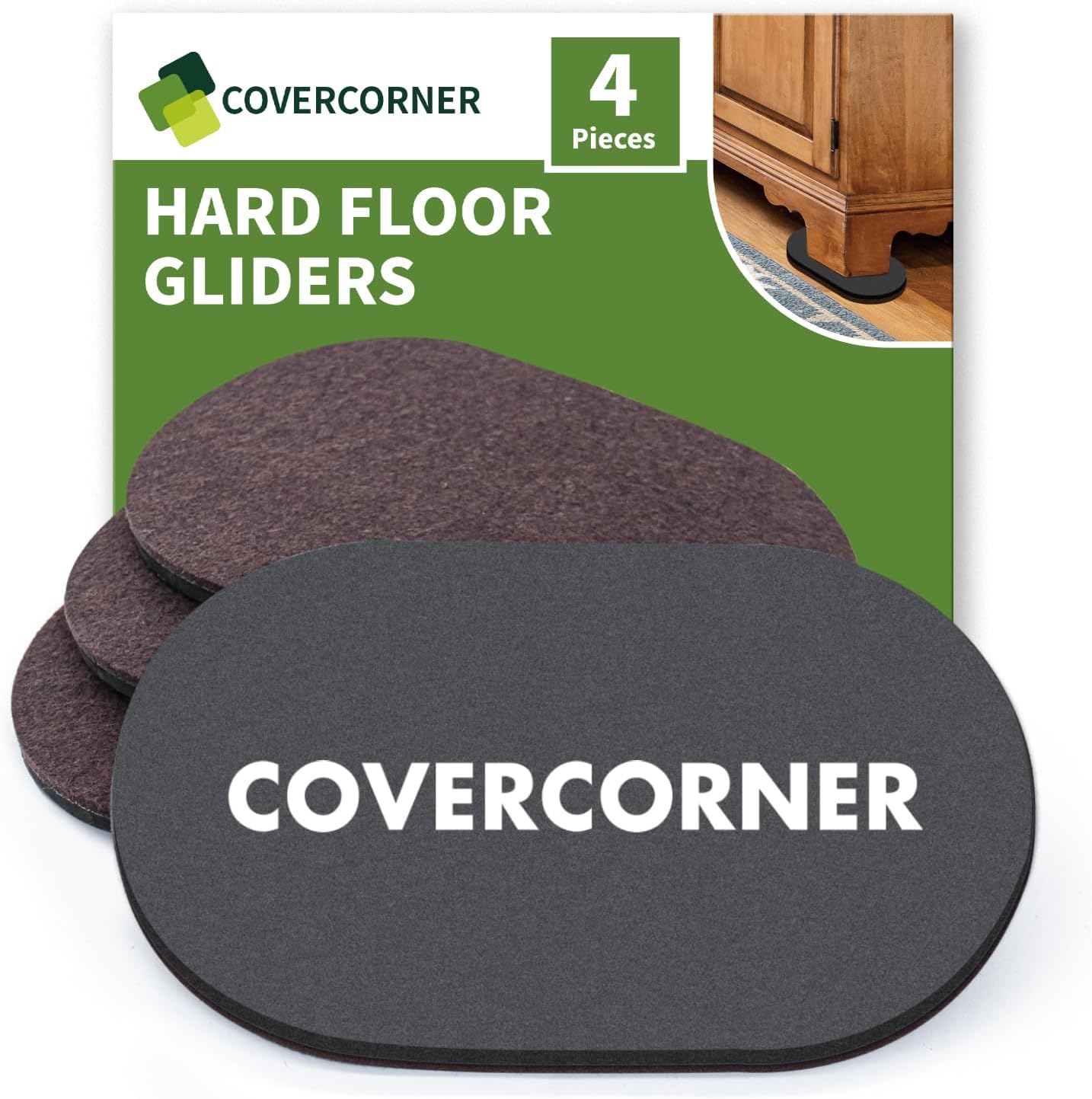 Felt Furniture Sliders for Hardwood Floors 8 PCS, 3 1/2" Beige | Felt Furniture Pads for Hardwood Floors, Furniture Moving Sliders, Heavy Duty Felt Movers Sliders, Chair Leg Floor Protectors