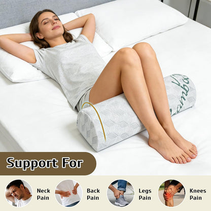 Semi Roll Pillow for Legs, Knees, Lower Back and Head, Lumbar Support Pillow for Bed, Sleeping,1 Pack,7.8”x 20.4”x 4.8”