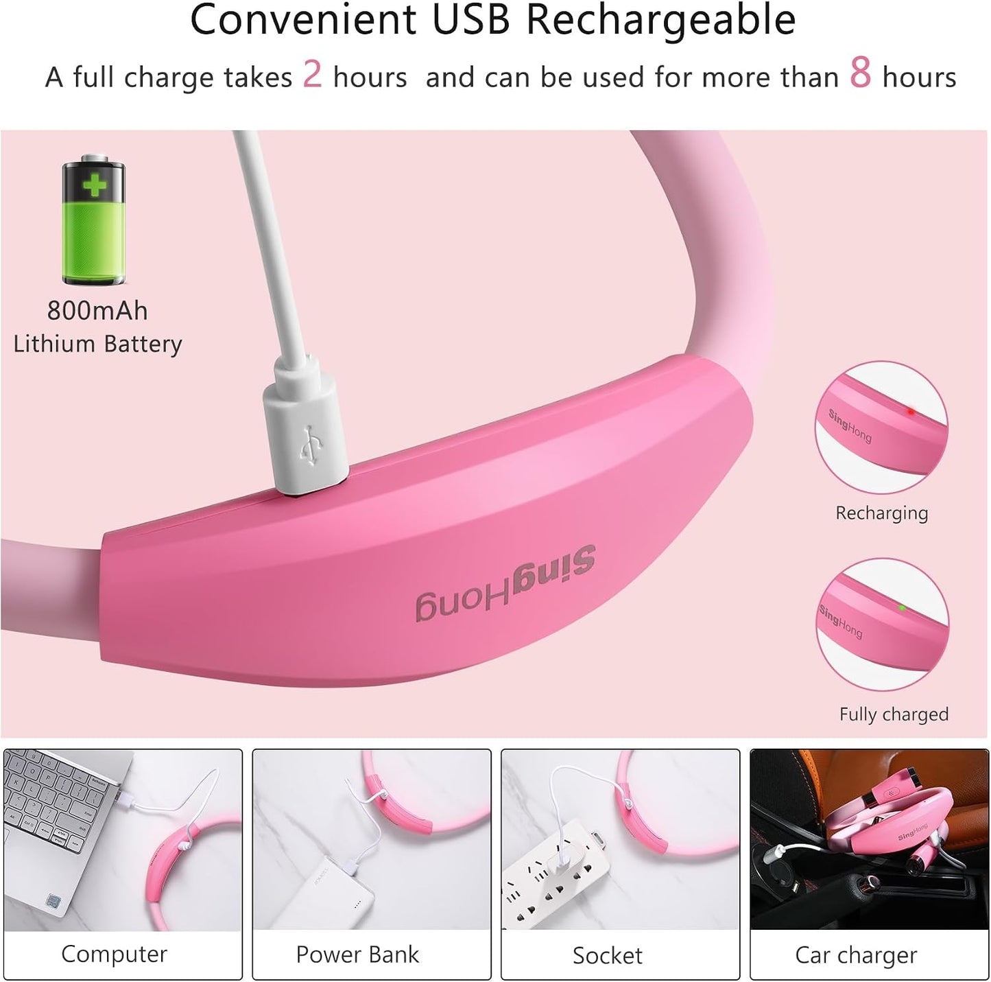 Neck Book Light LED Reading Lamp USB-C Rechargeable, Hands Free, 4 LED Bulbs, 4 Adjustable Brightness, for Reading in Bed or Reading in Car (Green)