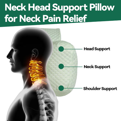 MABOZOO Neck Pillows for Recliners with Pocket,Headrest Cushion for Neck Pain Relief and Cervical Support,Recliner Head Pillow for Side Sleeping at Home, Office or Traveling（Green）
