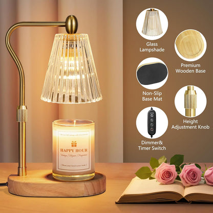 Imenlox Candle Warmer Lamp, with Timer & Dimmer, Adjustable Height, Christmas Birthday Mothers Day Gifts for Women Mom Her, House Warming New Home Thanksgiving Décor (Amber)