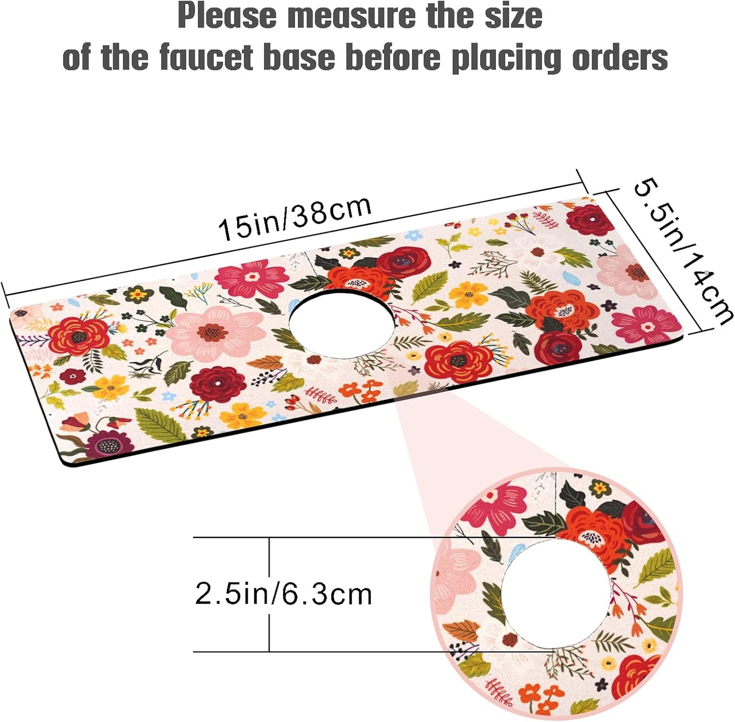Sink Faucet Absorbing Mat, 2 Pack Drying Mat Around Faucet Sink Splash Guard Behind Faucet Sinkmat For Kitchen Bathroom Island Rv 24 * 5.5 Inch (60 * 14 cm)
