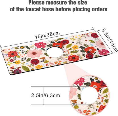 Sink Faucet Absorbing Mat, 2 Pack Drying Mat Around Faucet Sink Splash Guard Behind Faucet Sinkmat For Kitchen Bathroom Island Rv 24 * 5.5 Inch (60 * 14 cm)