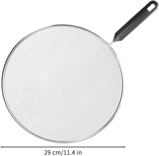 Grease Splatter Guard, Splatter Screen for Frying Pan, 11.4 Inch Grease Guard with Fine Mesh & Long Handle, Oil Cover for Stovetop Cooking, Frying, Sautéing