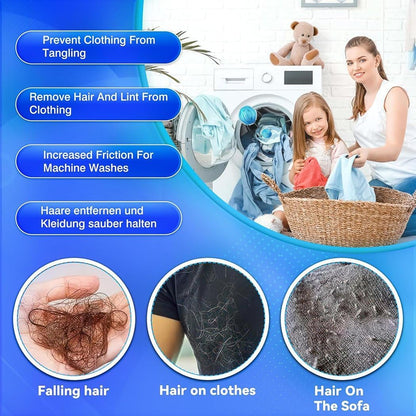 Reusable Laundry Hair Remover Balls - Lint Catcher for Washer & Dryer - Easy Home Solution for Removing Pet Hair, Lint & Fur from Clothes and Bedding