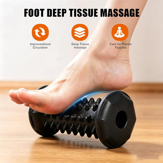 Foot Massager Roller for Plantar Fasciitis, Arch Heel Pain Relief | Portable reflexology Deep tissue massage tool for feet and calf, travel, home and office use