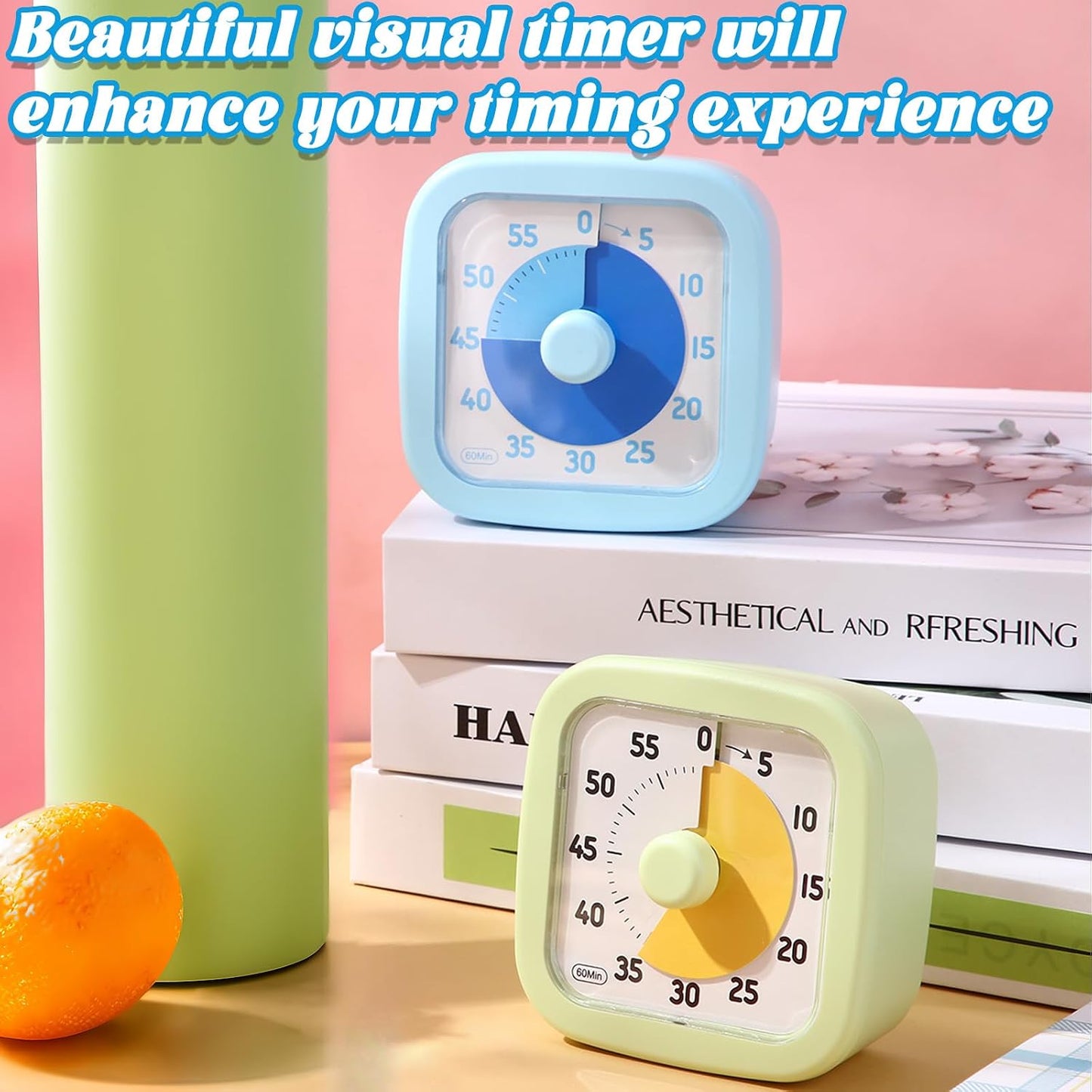 AmazingSpark 2 Pack Visual Timer 60 Minute Countdown Timer Colored Countdown Clock for Homeschool Supplies Study Tool, Classroom Home Office Time Management Tool (Classic,Blue,Green)