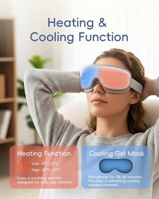 Eye Massager with Heat and Cooling - Heated Eye Mask for Migraines, Improve Sleep & Headache Relief, Fathers Day Birthday Gifts for Men Women Her Him