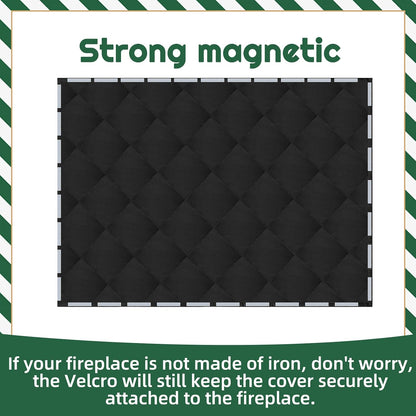 Magnet Fireplace Cover 41" x 29" Fireplace Blocker Blanket with Magnets Indoor Fire Place Draft Stopper Flue Blocker for Living Room Keep Indoor Drafts Out Stops Heat Loss, Black