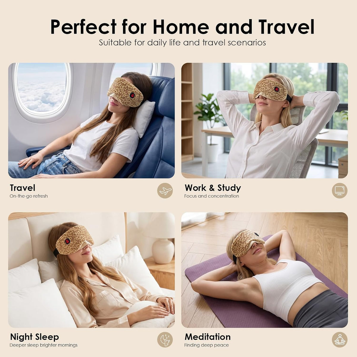 Heated Eye Mask for Dry Eyes, Cordless Warm Eye Compress for Travel, Styes & Chalazion, Blepharitis & MGD, 1500mAh Rechargeable Battery 3 Temperature Modes & Timed Shutdown, Washable Cover(Pattern2)