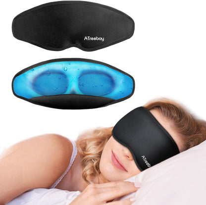 3D Gel Cooling Eye Mask, Weighted Eye mask for Sleeping, 3D Contoured Cup No Pressure Night Blindfold Sleep Mask, Ice Cold Pack Eyes Cold Compress for Puffy Eyes, Dark Circle, Light Blue