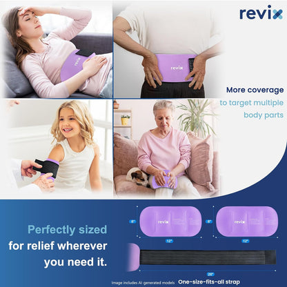 REVIX Ice Pack for Injuries Reusable, 2-Pack Hot & Cold Gel Wrap with Strap