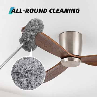 DRQ Ceiling Fan Cleaner Duster with 13-48 in Extension Pole, Blue | Detachable, Washable Microfiber Brush Head Is Reusable for Ceiling Fan Blades, Walls, Bookshelves, Door Tops and Window Tops
