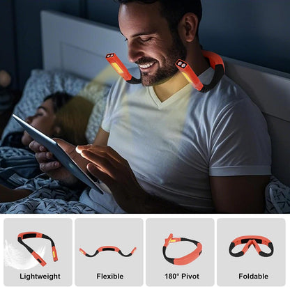 Neck Reading Light LED Brightness Rechargeable 10-80Hrs Bendable Book Lamp for Reading in Bed Knitting Camping Repairing Reading Lovers Gifts Black