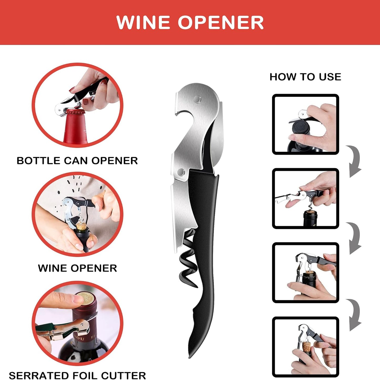 Jar Opener for Weak Hands, Seniors with Arthritis, 5 in 1 Multi Function Bottle Opener Lid Opener For Arthritic Hands with Non Slip Rubber Jar opener Gripper Pad and Corkscrew Wine Opener(BLUE)