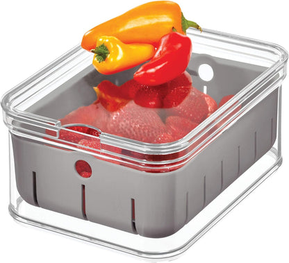 iDesign Small Fridge Berry Bin with Removable Colander Basket and Lid - Set of 2 - Clear/White