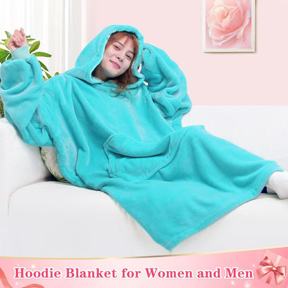 Wearable Blanket Sweatshirt Gifts for Women and Men, Warm and Cozy Giant Blanket Hoodie, Thick Flannel Blanket with Sleeves and Giant Pocket - Dark Gray