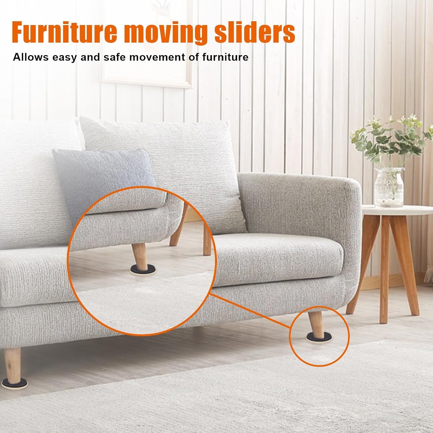 10PCS Furniture Sliders, 3 1/2" Furniture Sliders for Hardwood Floors, Reusable for Carpet, Heavy Duty Furniture Movers Sliders, Carpet, Floor Protectors (Beige)