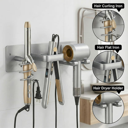 Hair Dryer Holder Hair Tool Organizer Metal Wall Mount (Gold) | Heat Resistant Hair Tool Organizer, Metal Wall Mount Storage, Bathroom Counter Space Saver, Blow Dryer Holder