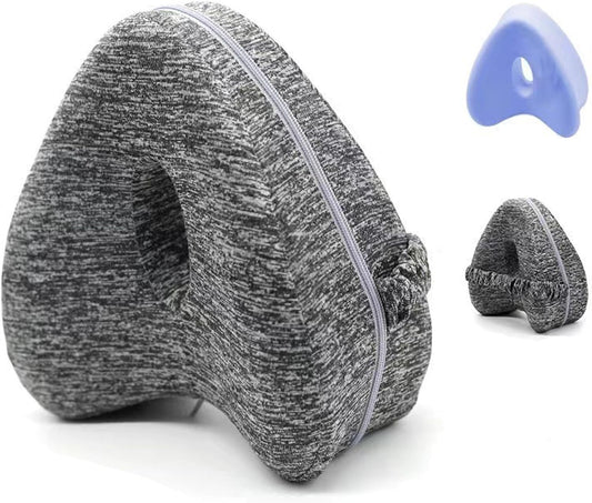 Alignment Pillows for Side Sleepers,Hip Alignment Pillow, Memory Foam Leg & Knee Pillow,Foam Support Pillow Soothing Relief for HIPS, Knees, Joints, Nerves & Muscles,Adjustable Strap (Grid Blue)