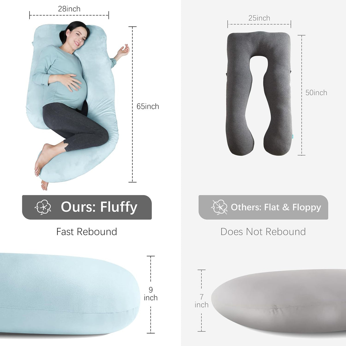 MOON PARK Pregnancy Pillows for Sleeping - 57 Inch U Shaped Full Body Maternity Pillow with Removable Cover - Support for Back, Legs, Belly, Hips - Pregnancy Pillow for Women - Grey