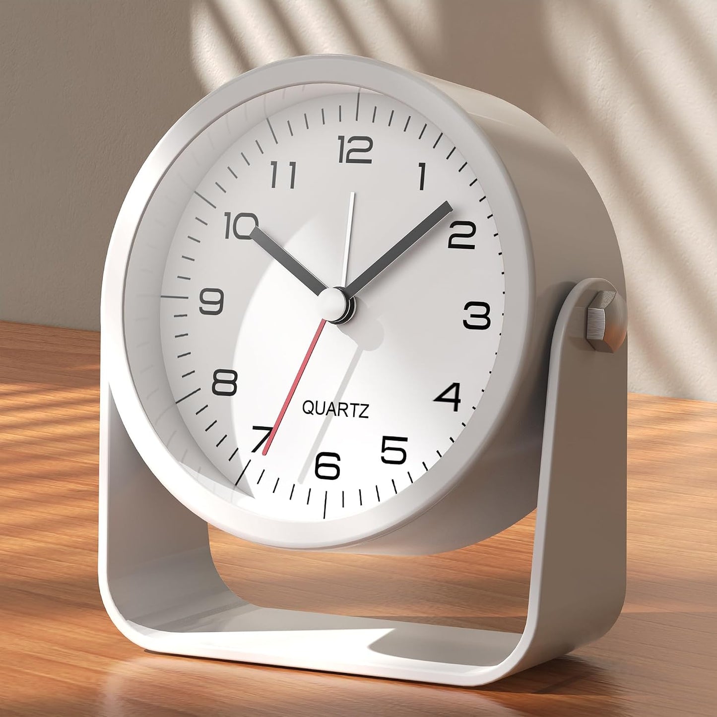 AYRELY® 3.5" Small Analog Travel Alarm Clock, Battery Operated Desk Clock | Cute Table Clock with Light, Adjustable Angle, Bedside, Bedrooms, Kids' Rooms and Living Room Decor (Orange)