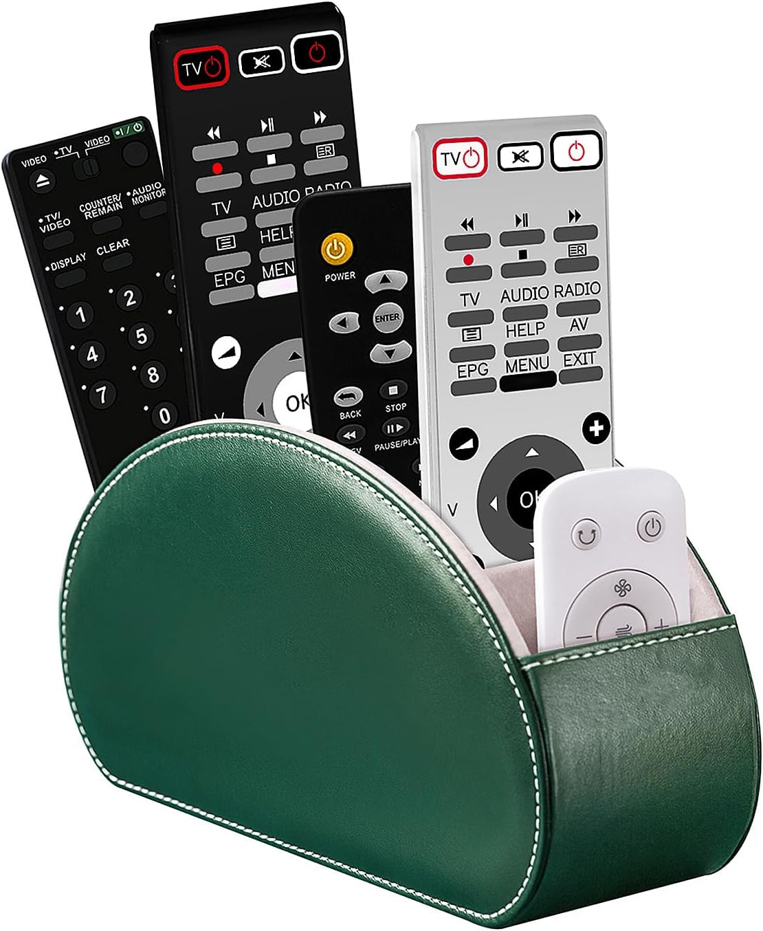 Remote Control Holders Organizer Box with 5 Compartment PU Leather Caddy | Multi-functional Office Desk Storage Caddy Store Tv Remote for Media Player,Brush,Pencil,Glassees&Office Supplies