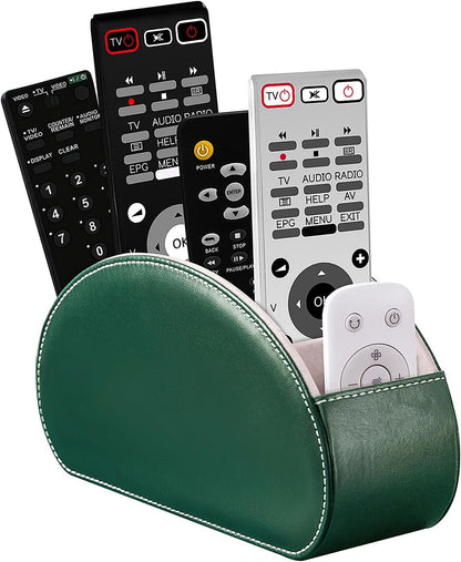 Remote Control Holders Organizer Box with 5 Compartment PU Leather Caddy | Multi-functional Office Desk Storage Caddy Store Tv Remote for Media Player,Brush,Pencil,Glassees&Office Supplies
