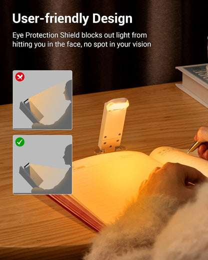 DEWENWILS Book Light, Amber Warm Clip On LED with 3 Adjustable Brightness for Eye Protection, Rechargeable USB Long Lasting Reading Light, Gifts for Bookworms, Kids (Black)