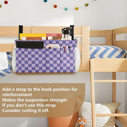 Black Bedside Caddy Storage Bag Bedside Organizer for Bed Rails College Dorm Room Organizer Caddy Hanging Shelf 6 Pockets with Hooks for Drinks Magazine Phone Holder