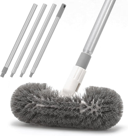 Hoklnuse Deck Brush with 51" Long Handle 360° Cylindrical Scrub Cleaner Tool for Cleaning Boat Pool Bathroom Ground 120° Swivel Floor Scrubber for Tile Grout Patio Tub Spa Adjustable Pole