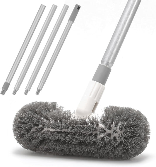 Hoklnuse Deck Brush with 51" Long Handle 360° Cylindrical Scrub Cleaner Tool for Cleaning Boat Pool Bathroom Ground 120° Swivel Floor Scrubber for Tile Grout Patio Tub Spa Adjustable Pole