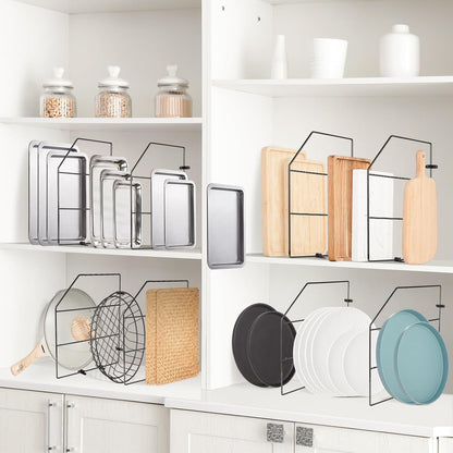 Blulu 4 Pcs Baking Sheet Organizer 18" x 20" Tray Dividers for Cabinets Kitchen Cabinet Dividers Vertical for Baking Sheets Chrome Pan Rack Storage Wires for Kitchen Cupboards (Black)