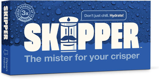 Skipper Fridge Hydration Pack | Keeps Vegetables & Herbs Fresh 3X Longer | Releases purified water vapor & uses only all-natural ingredients. Compact and easy-to-use crisper drawer pack