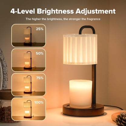 Candle Warmer Lamp with Timer, Dimmable Wax Warmer Candle Lamp for Jar Candle with 2 Bulbs, Christmas Birthday Gifts for Women Mom, Home Decor for Room, Bedroom, Kitchen-Linen Fabric