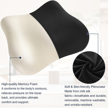 Lumbar Support Pillow for Office Chair Memory Foam Lumbar Cushion with Removable Cover Soft Back Support Pillow Suitable for Car, Couch, Gaming, Dark Blue