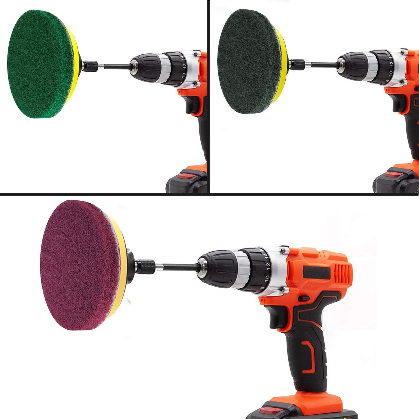 4 Inch 26 PCS Scouring Pads Drill Brush Power Scrubber Cleaning Kit | Hook and Loop Scrub Pads Drill Attachment with Accessories for Bathroom Scale Removal, Rust Removal, Metal & Tile Cleaning