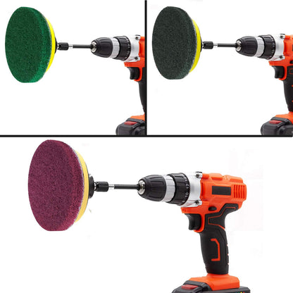 4 Inch 26 PCS Scouring Pads Drill Brush Power Scrubber Cleaning Kit | Hook and Loop Scrub Pads Drill Attachment with Accessories for Bathroom Scale Removal, Rust Removal, Metal & Tile Cleaning