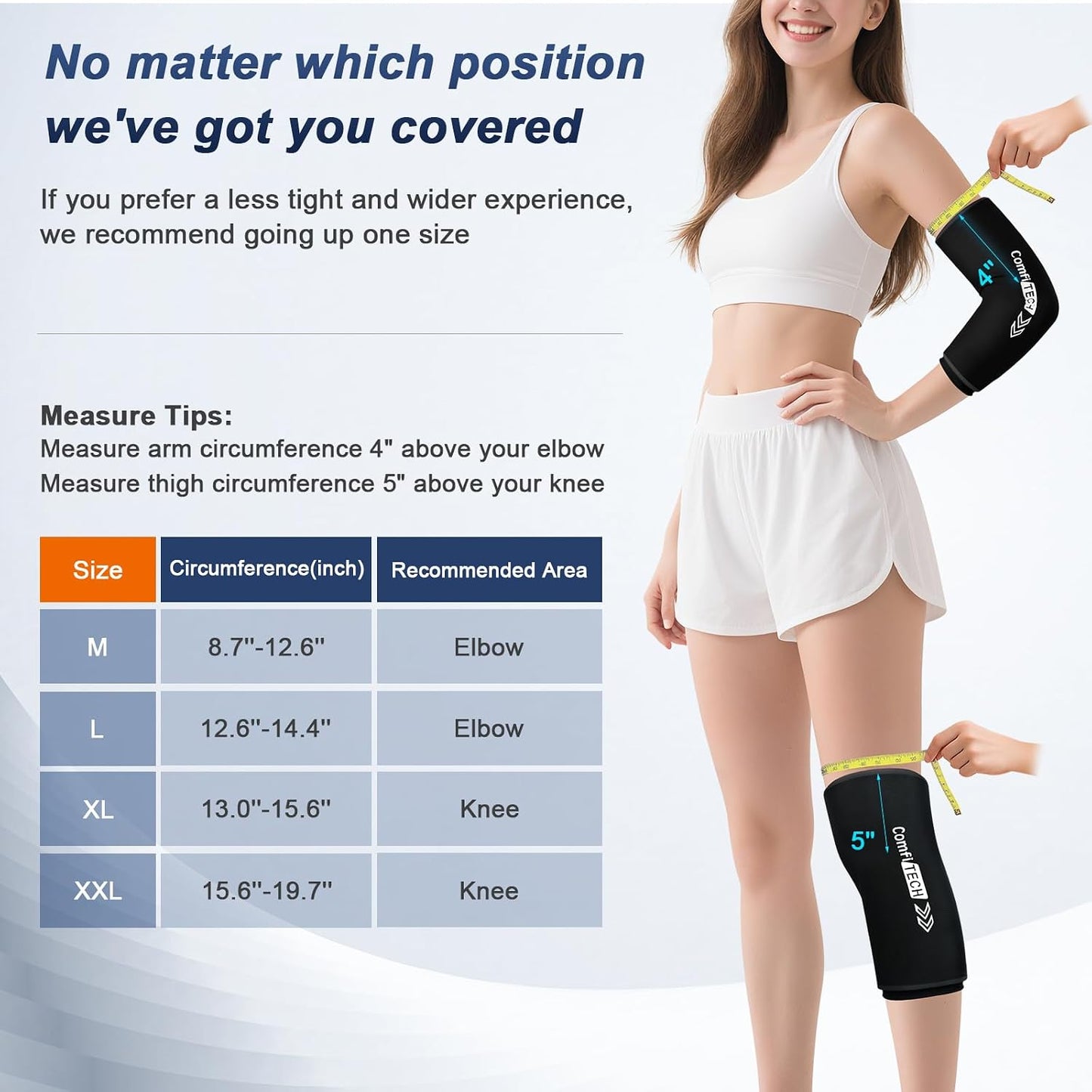 ComfiTECH Elbow Ice Pack Wrap for Arm, Knee & Calf, Flexible Ice Sleeve, L | Multi-Use Gel Ice Sleeve for Tennis Elbows, Golfers Arm, Reusable Cold Compression for Elbow Joint & Muscle Relaxation