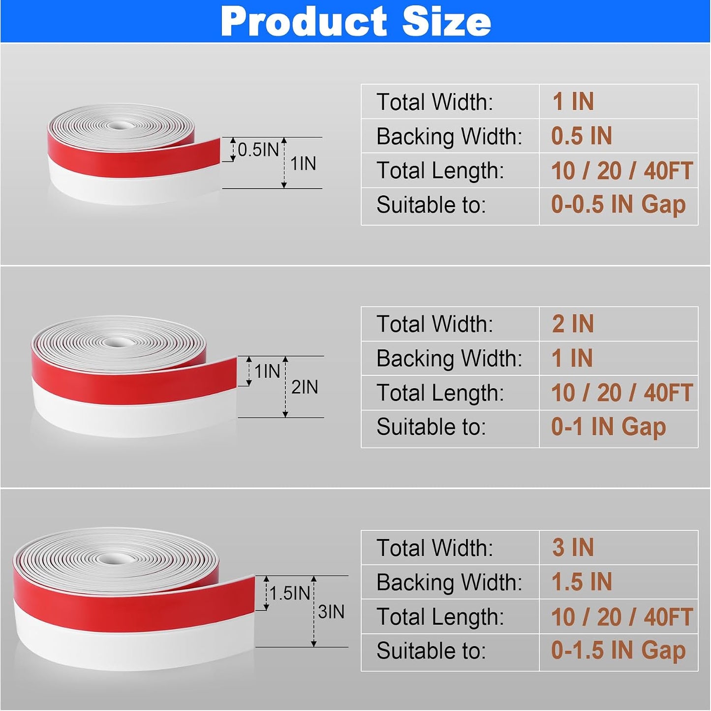 ToLanbbt Weather Stripping Silicone Door Seal Strip 2 in x 10 ft Door Draft Stopper Self Adhesive Tape, Side & Bottom Gaps Insulation Seal for Glass Shower Sliding Window, Black